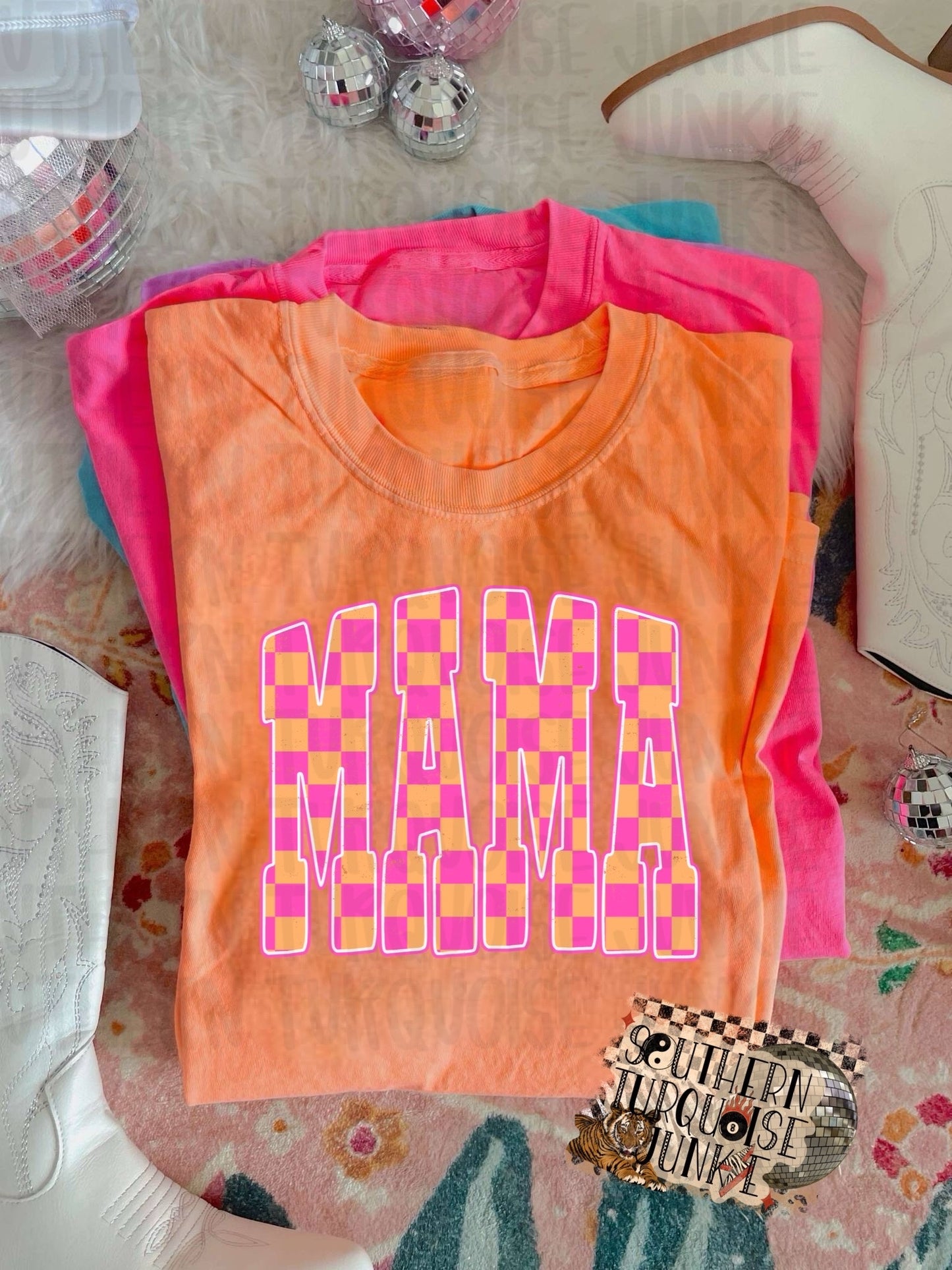 NEON CHECKERED MAMA TEE