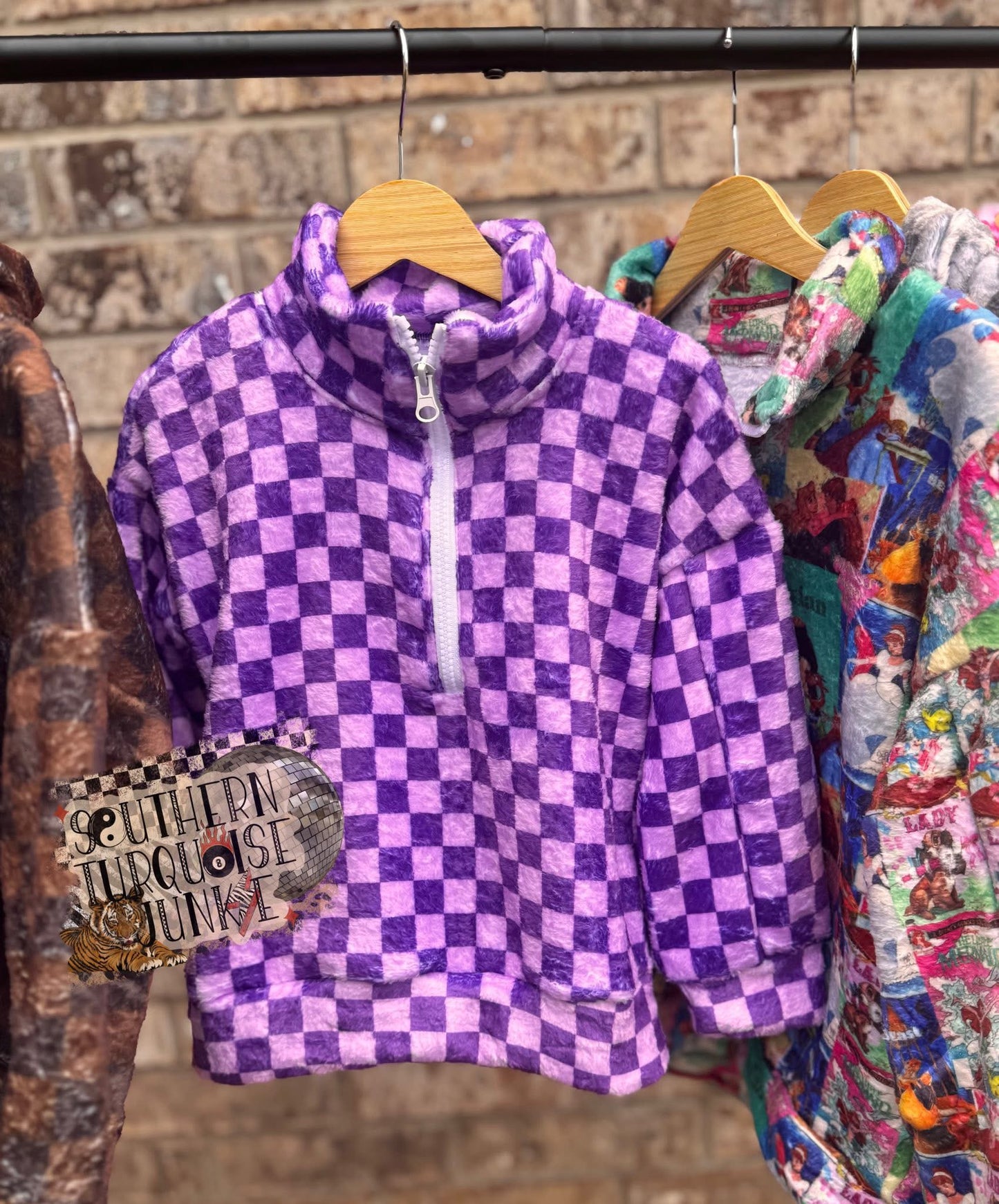 PURPLE CHECKERED PLUSH JACKET