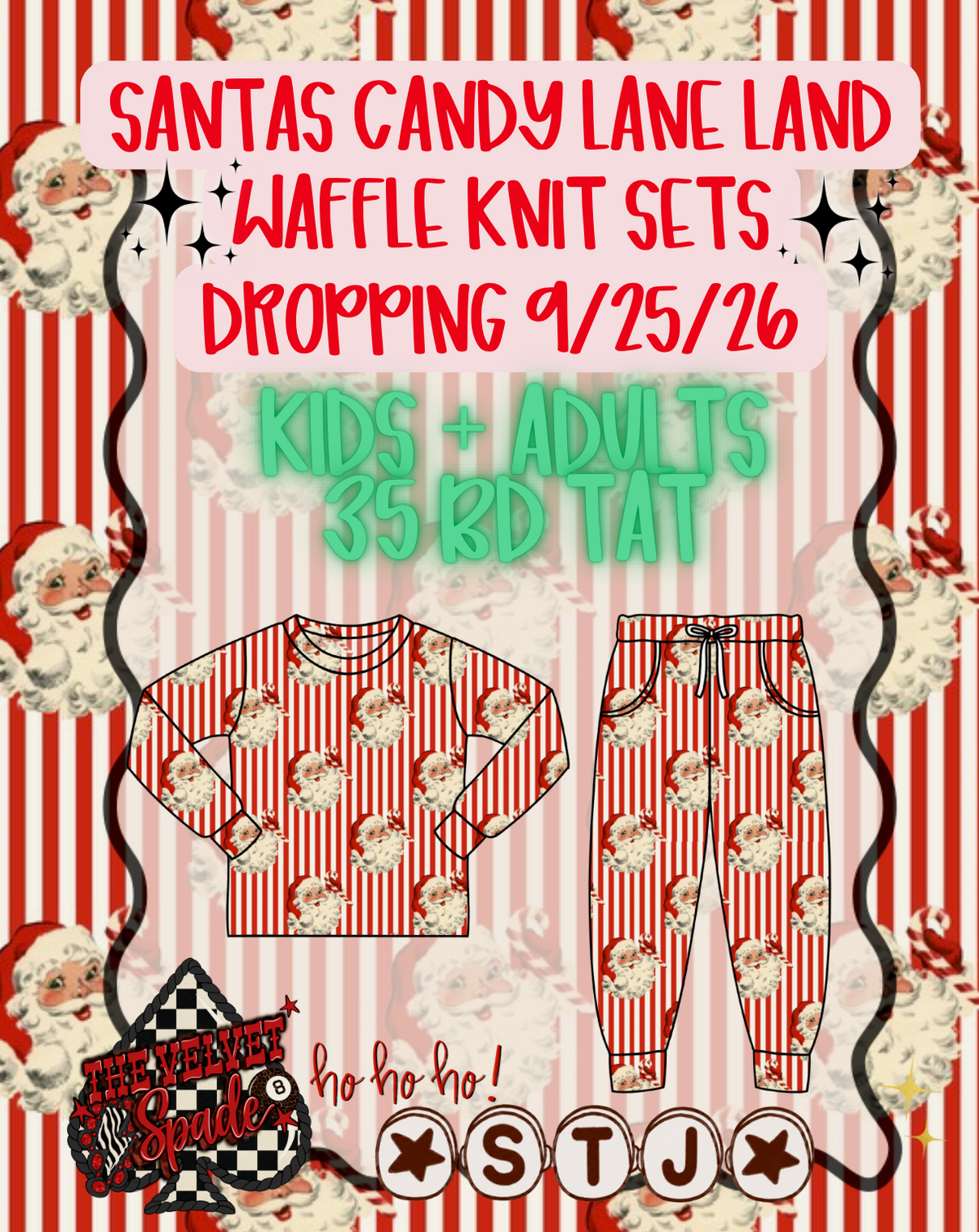 STRIPED SANTA COTTON WAFFLE KNIT PRE ORDER