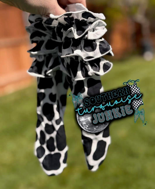 COWPRINT RUFFLED SOCKS