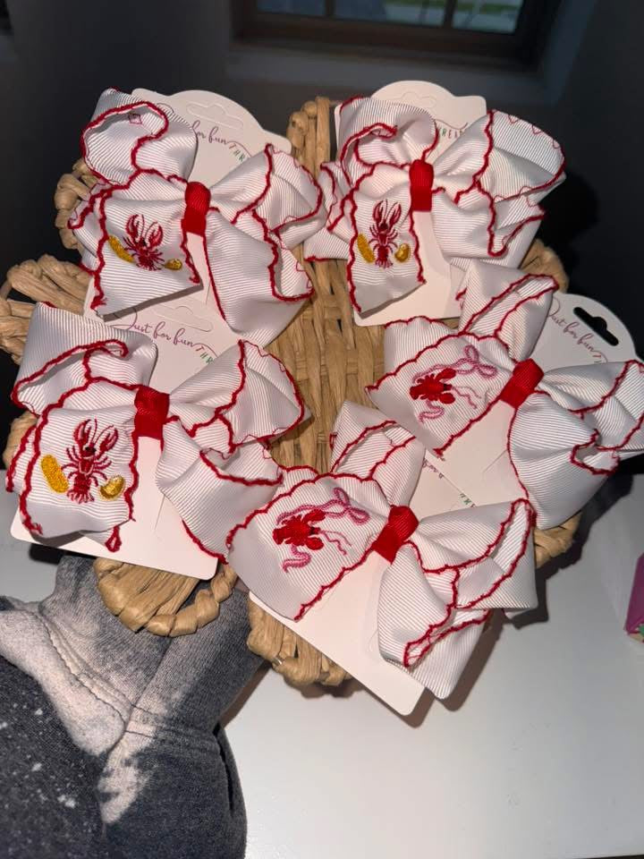 CAJUN CUTIE EMBROIDERED BOW