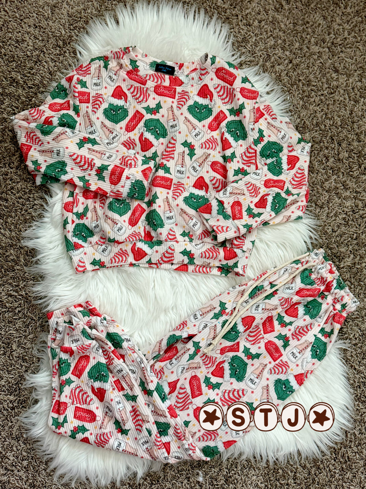 Waffle knit lounge set