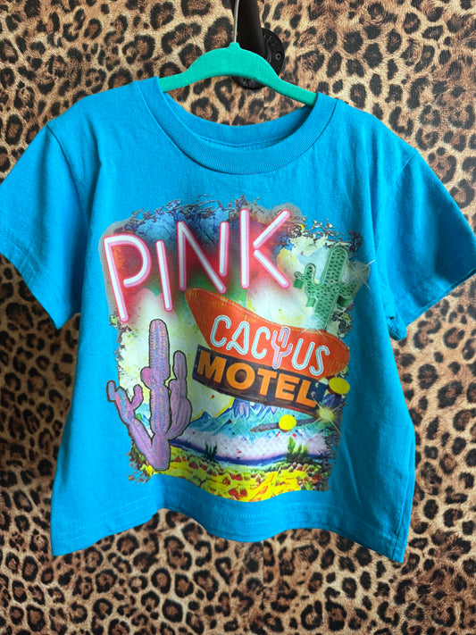 Pink cactus motel tee